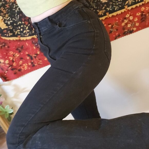 Black High Waisted Flared Bell Bottom Jeans - Picture 7 of 9